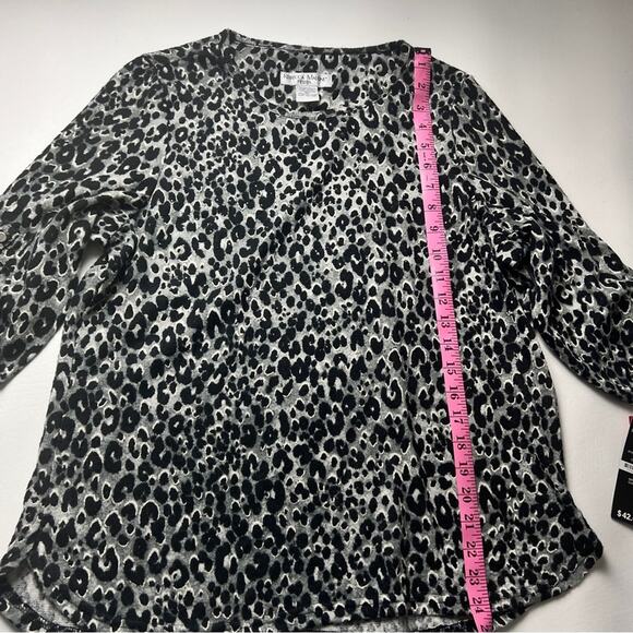 Rebecca Malone Petites Women's Animal Print Bejeweled  Sweater Sz PL - Picture 5 of 10